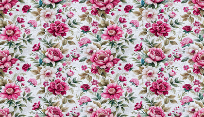 Fototapeta premium hand drawn classic floral seamless pattern wallpaper