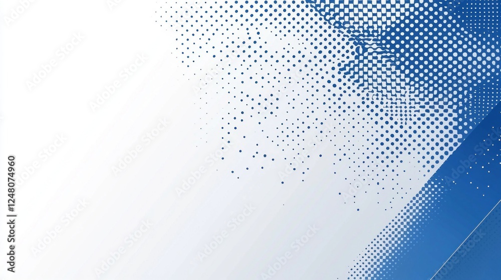 Poster this design blends blue and white with small dots and solid blocks in a diagonal layout, perfect for