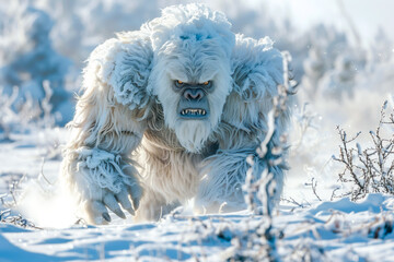 scary yeti in the snow