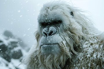 scary yeti in the snow