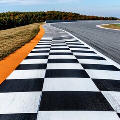 Checkered Finish Line on Racing Track