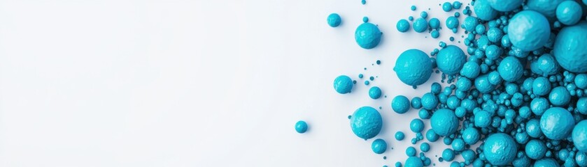 A vibrant arrangement of turquoise spheres on a light background, creating a visually appealing and modern abstract design.