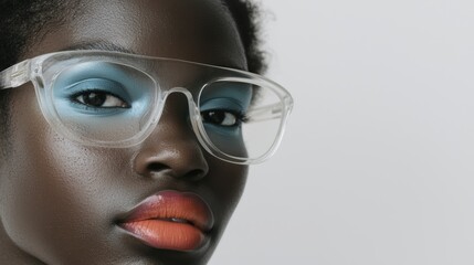 Close Up Portrait Of Woman Wearing Trendy Glasses And Subtle Makeup © Oat_Photo