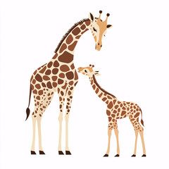 Fototapeta premium Loving Giraffe Mom with Her Calf