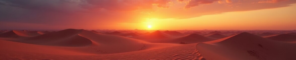 Obraz premium A vast expanse of sand stretches towards the horizon at dusk, sunsets, vast