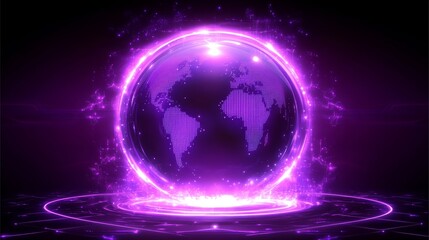 Radiant Purple Global Energy Sphere Abstract Background