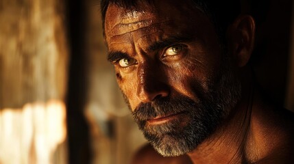 Intense Gaze of a Man