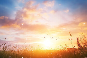 sunset over grass