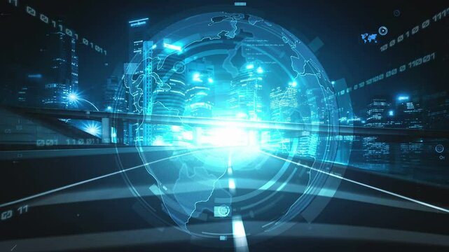 Business data analytic with tacit intelligent software making marketing strategy . Concept of smart digital transformation and technology disruption that changes global trends in new information era .