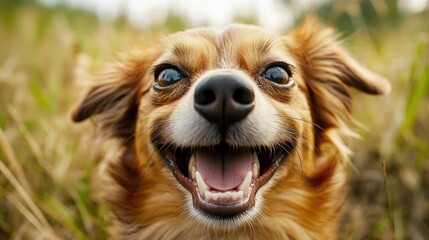 A close-up shot of a dog's mouth open, ideal for use in animal-related or pet-themed designs