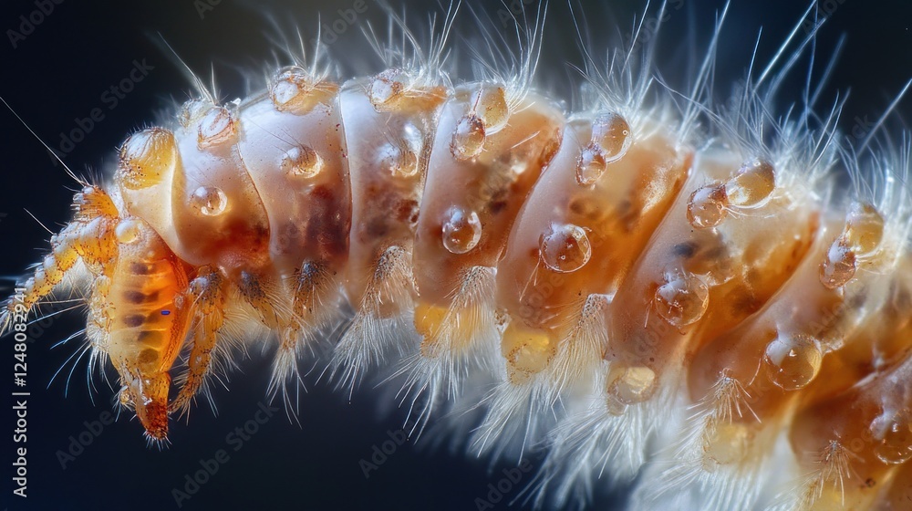 Poster Close-up of a translucent insect larva showcasing fine details and textures.