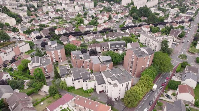 Aerial Shot of Sad Weather in Paris Suburb City Known as Guetto