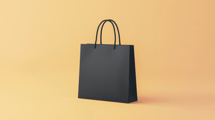 Black and craft paper bag and handle vector mockup. Shopping package mock up to carry food front view icon merchandising design collection. 3d retail reusable branding merchandise illustration