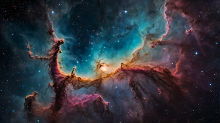 Obraz premium Breathtaking Deep Space Nebula. Stunning Cosmic Clouds and Star Formation. Colorful space galaxy and Nebula. Exploring the Mysteries of Space: Stunning Nebula Formation in Deep Space Photography