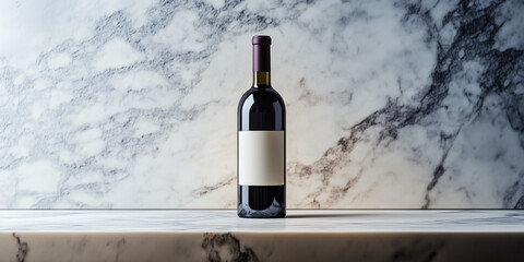 wine bottle with a premium label on a marble