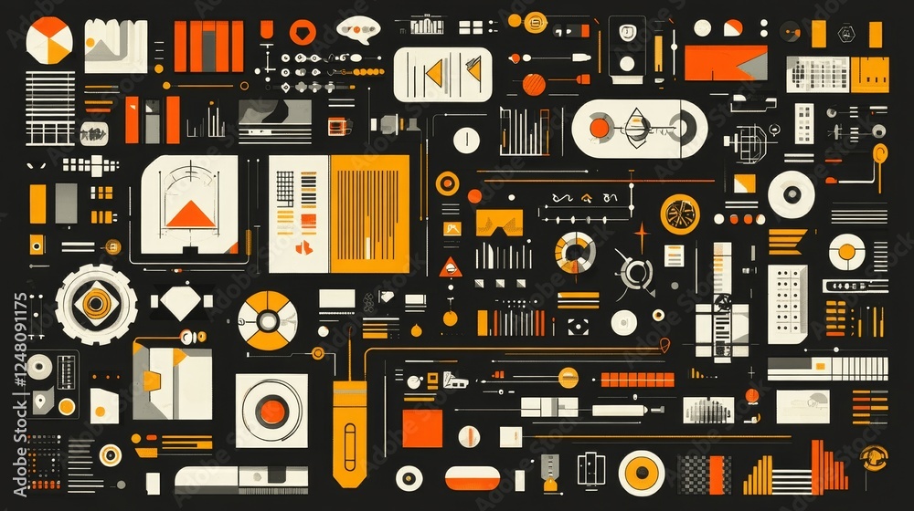 Poster abstract business data visualization chart infographic design element