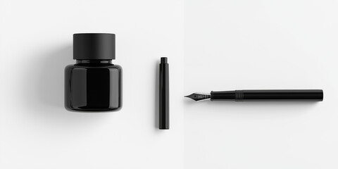 Obraz premium pen and ink bottle set on a minimalist