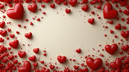 Red hearts scattered on a light background.