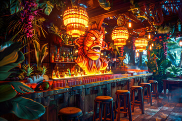 Obraz premium Tropical tiki in an island bar