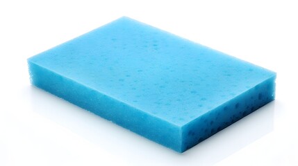 Cleaning sponge with a rough scrubbing pad on one side lying flat on a pristine white surface ready for household scrubbing and scrubbing tasks