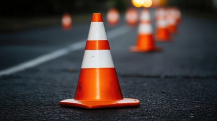 Closeup of a Traffic Cone on Asphalt