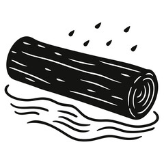 vector of a log floating down a river