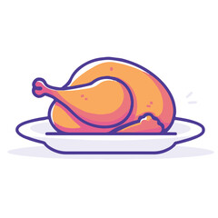 Cartoon icon of a roasted chicken on a platter