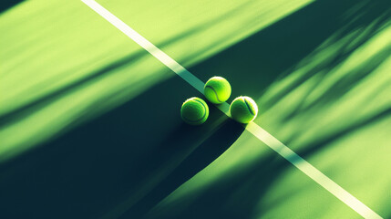 Tennis Balls Resting on a Vibrant Green Court