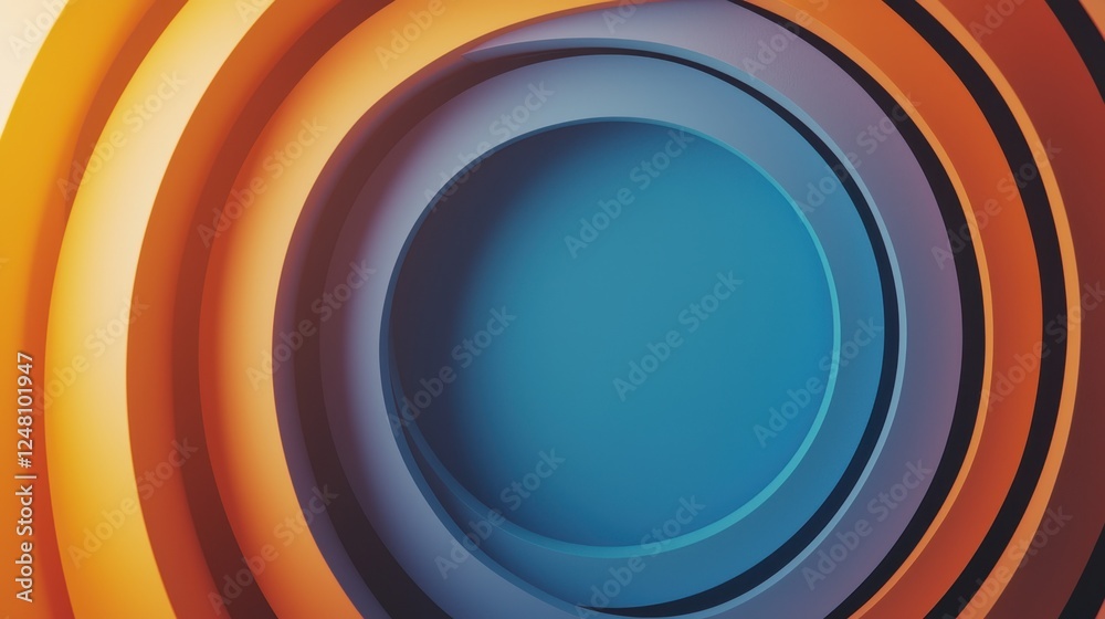 Poster colorful concentric circles with a blue center create a modern design aesthetic.
