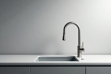 Sleek Modern Kitchen Faucet and Integrated Sink Design Featuring a Minimalist Aesthetic in a Contemporary Setting