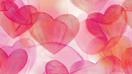 Soft, colorful hearts overlapping on a light background.