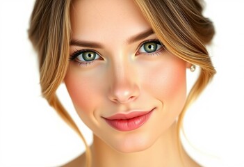 Fototapeta premium Elegant female portrait on white background