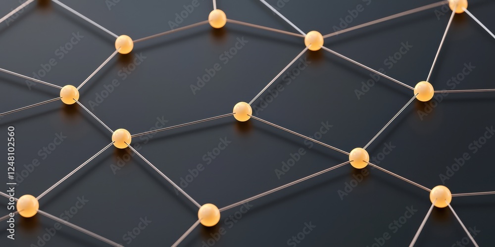Aufkleber Abstract network design with connected nodes on a dark background.