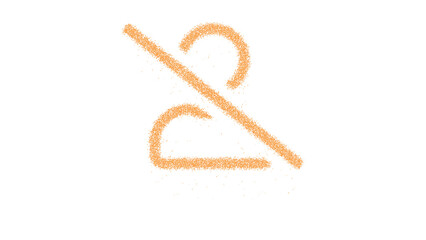 Icon user slash is made of yellow grains of sand. Some grains of sand fall down. Transparent background. Black