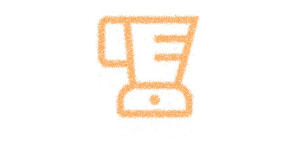 Icon blender is made of yellow grains of sand. Some grains of sand fall down. Transparent background. Black