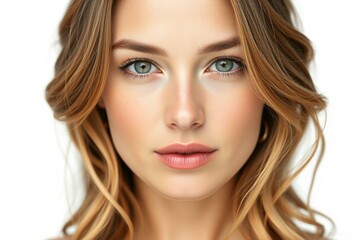 Naklejka premium Female portrait with loose waves and soft lighting