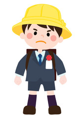 嫌なことはきちんと断るように指導するための1年生のベクターイラスト（男の子）