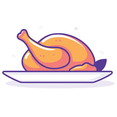 Cartoon icon of a roasted chicken on a platter