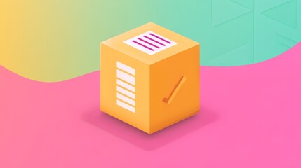 Obraz premium Abstract Isometric Cube Design Checklist Graphic Element for Workflow Process Management