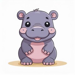 Fototapeta premium Vector kawaii of Hippopotamus on white background