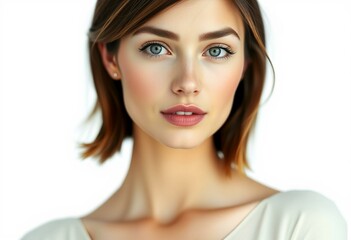 Fototapeta premium Photorealistic female portrait on white background