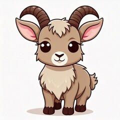 Fototapeta premium Vector kawaii of Ibex on white background