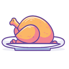 Cartoon icon of a roasted chicken on a platter