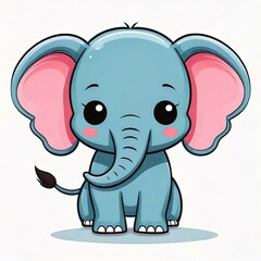 Fototapeta premium Vector kawaii of elephant on white background