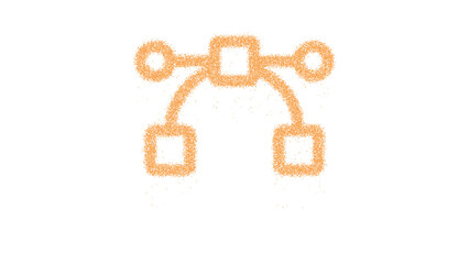 Icon bezier curve is made of yellow grains of sand. Some grains of sand fall down. Transparent background. Black