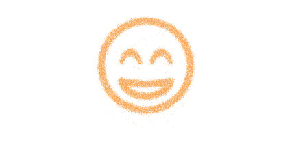 Icon grin beam is made of yellow grains of sand. Some grains of sand fall down. Transparent background. Black