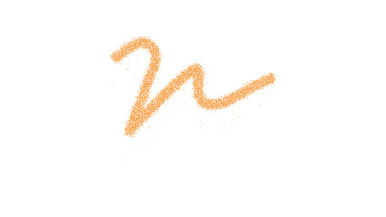 Icon signature is made of yellow grains of sand. Some grains of sand fall down. Transparent background. Black