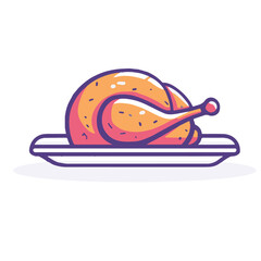 Cartoon icon of a roasted chicken on a platter