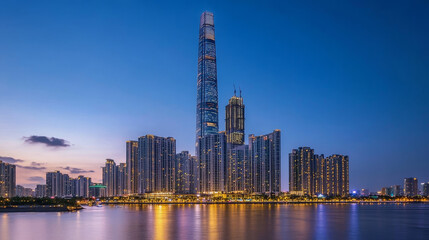 Obraz premium Smart city, wireless network technology, isometric concept vector illustration. Tall buildings with symbol wireless internet isolated on ultraviolet background. High speed internet web page