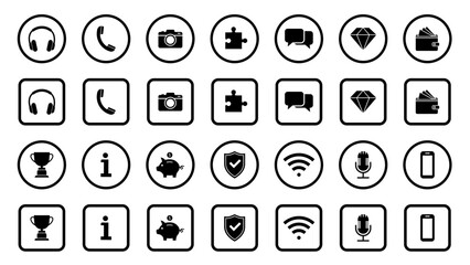 Web icon set. Call, email, address, globe, chat, message, mail, telephone, information, support, search, website, icon. Contact and web icons set. Website set icon vector.